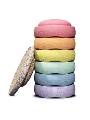 zestaw-6-1-dyskow-sensorycznych-do-zabaw-ruchowych-rainbow-set-pastel-stapelstein-miniaturka