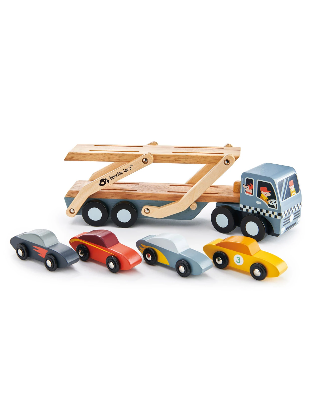 drewniana-laweta-z-samochodami-tender-leaf-toys-zestaw